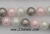 CSB335 15.5 inches 10mm round mixed color shell pearl beads