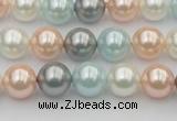 CSB336 15.5 inches 10mm round mixed color shell pearl beads