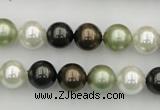 CSB337 15.5 inches 10mm round mixed color shell pearl beads