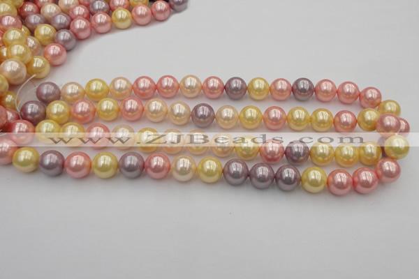 CSB354 15.5 inches 12mm round mixed color shell pearl beads