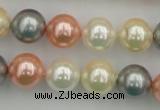 CSB355 15.5 inches 12mm round mixed color shell pearl beads