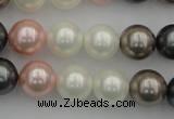 CSB358 15.5 inches 12mm round mixed color shell pearl beads