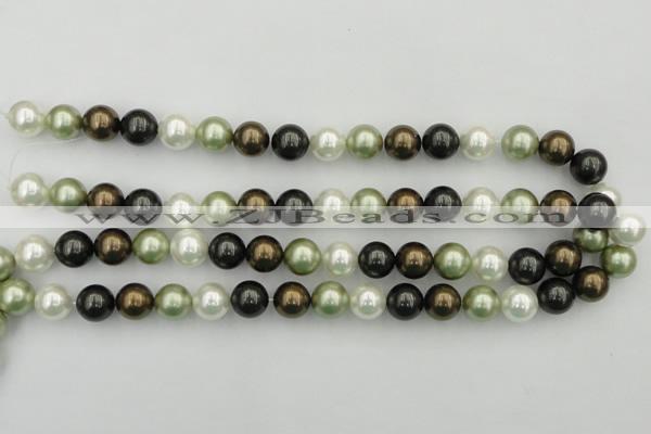 CSB362 15.5 inches 12mm round mixed color shell pearl beads