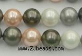 CSB363 15.5 inches 12mm round mixed color shell pearl beads