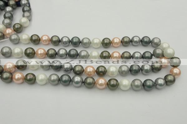 CSB363 15.5 inches 12mm round mixed color shell pearl beads