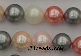 CSB376 15.5 inches 14mm round mixed color shell pearl beads