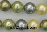 CSB380 15.5 inches 14mm round mixed color shell pearl beads