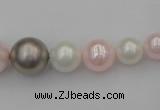 CSB406 15.5 inches 8mm - 16mm round mixed color shell pearl beads