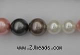 CSB408 15.5 inches 8mm - 16mm round mixed color shell pearl beads