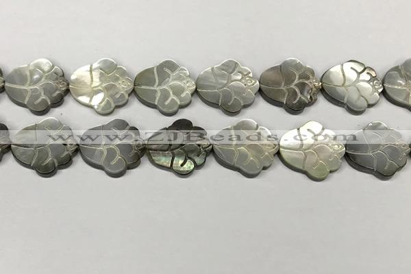 CSB4110 15.5 inches 15*20mm carved flower abalone shell beads