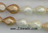 CSB415 12*15.5mm faceted teardrop mixed color shell pearl beads