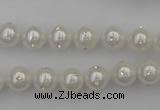 CSB426 15.5 inches 10mm round shell pearl with rhinestone beads