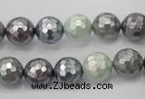 CSB461 15.5 inches 10mm faceted round mixed color shell pearl beads