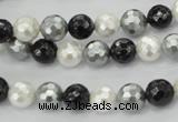 CSB470 15.5 inches 8mm faceted round mixed color shell pearl beads