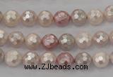 CSB490 15.5 inches 8mm faceted round mixed color shell pearl beads