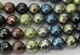 CSB531 15.5 inches 10mm faceted round mixed color shell pearl beads