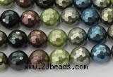 CSB532 15.5 inches 12mm faceted round mixed color shell pearl beads