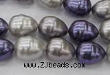 CSB551 15.5 inches 12*15mm whorl teardrop mixed color shell pearl beads