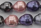 CSB573 15.5 inches 16*19mm whorl teardrop mixed color shell pearl beads