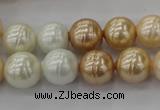 CSB611 15.5 inches 12mm whorl round mixed color shell pearl beads