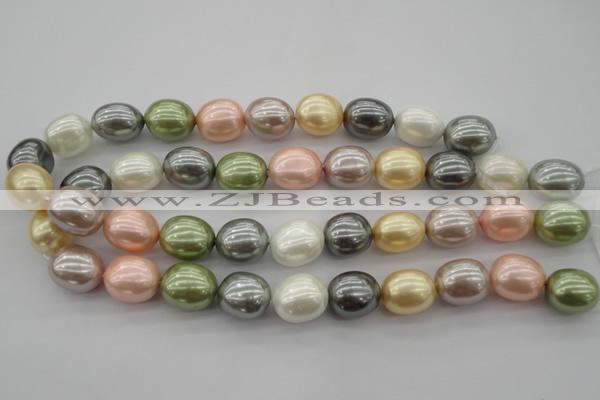 CSB679 15.5 inches 16*19mm oval mixed color shell pearl beads