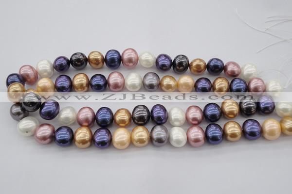 CSB696 15.5 inches 13*15mm oval mixed color shell pearl beads