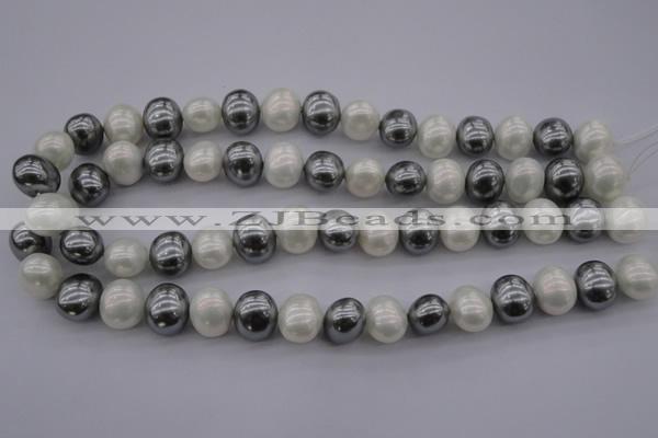 CSB697 15.5 inches 13*15mm oval mixed color shell pearl beads