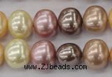 CSB699 15.5 inches 13*15mm oval mixed color shell pearl beads