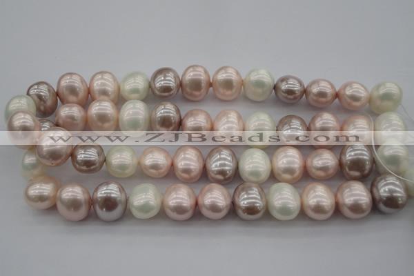 CSB713 15.5 inches 16*19mm oval mixed color shell pearl beads