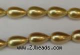 CSB857 15.5 inches 8*14mm teardrop shell pearl beads wholesale