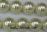 CSB896 15.5 inches 16mm whorl round shell pearl beads wholesale