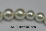 CSB920 15.5 inches 8mm - 14mm round shell pearl beads wholesale