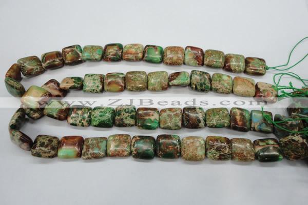 CSE115 15.5 inches 16*16mm square dyed natural sea sediment jasper beads