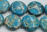CSE65 15.5 inches 25mm flat round dyed natural sea sediment jasper beads