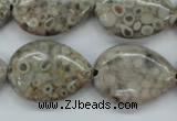 CSF03 15.5 inches 18*25mm flat teardrop shell fossil jasper beads