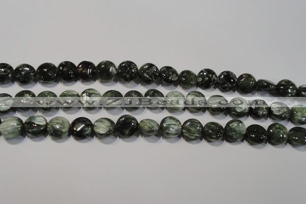 CSH120 15.5 inches 8mm flat round natural seraphinite gemstone beads