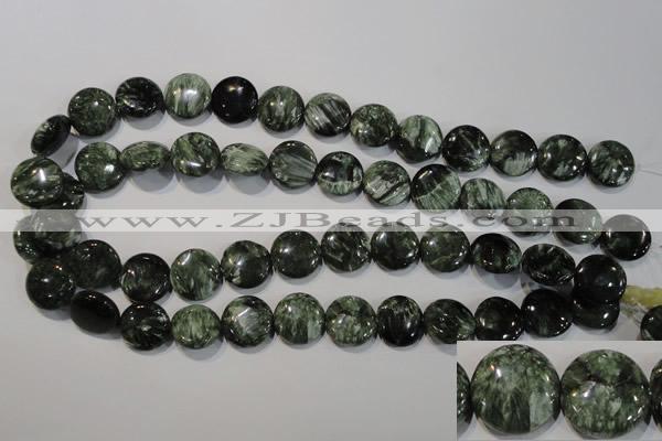 CSH124 15.5 inches 16mm flat round natural seraphinite gemstone beads