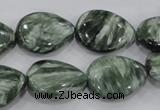 CSH51 15*20mm flat teardrop natural seraphinite gemstone beads