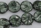 CSH52 15 inches 14mm flat round natural seraphinite gemstone beads