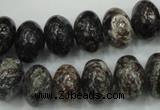 CSI07 15.5 inches 10*15mm rondelle silver scale stone beads wholesale