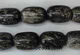 CSI22 15.5 inches 13*18mm drum silver scale stone beads wholesale