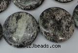 CSI29 15.5 inches 25mm flat round silver scale stone beads wholesale