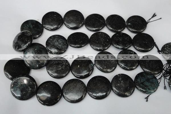CSI89 15.5 inches 30mm flat round silver scale stone beads wholesale