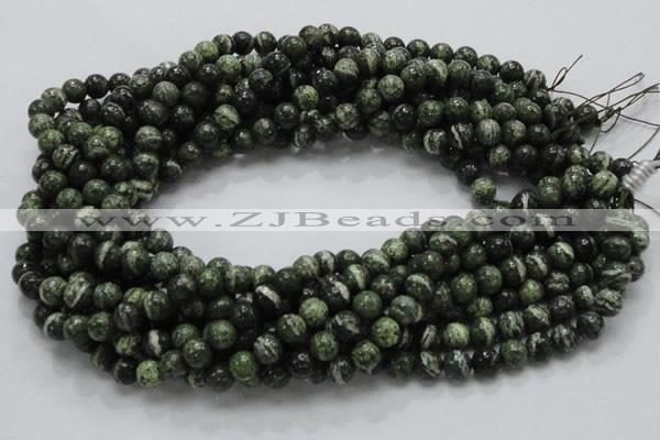 CSJ03 15.5 inches 8mm round green silver line jasper beads wholesale