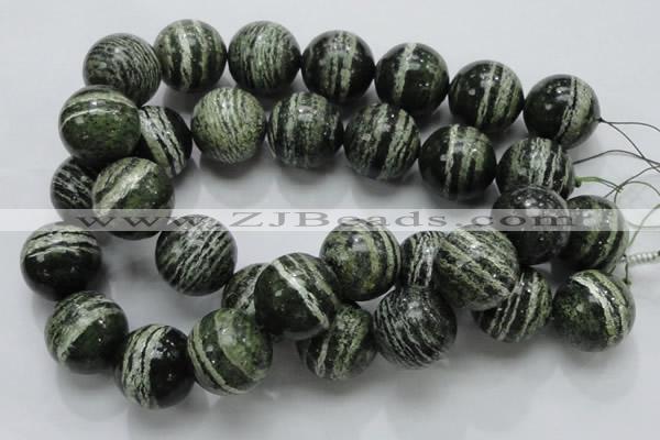 CSJ11 15.5 inches 25mm round green silver line jasper beads wholesale