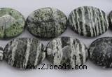 CSJ113 15.5 inches 15*20mm faceted oval green silver line jasper beads