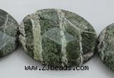 CSJ115 15.5 inches 30*40mm faceted oval green silver line jasper beads