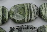 CSJ127 15.5 inches 20*30mm faceted freeform green silver line jasper beads