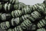 CSJ14 15.5 inches 8*12mm egg-shaped green silver line jasper beads