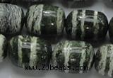 CSJ17 15.5 inches 15*20mm egg-shaped green silver line jasper beads